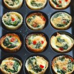 Baked Egg White Bites with Spinach, Red Pepper, and Parmesan