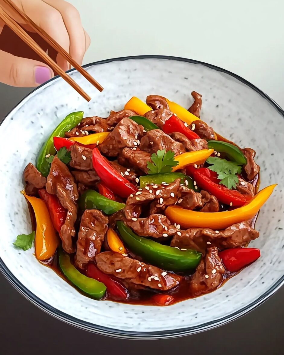 Stir-Fried Beef with Sweet Peppers and Ginger Soy Sauce