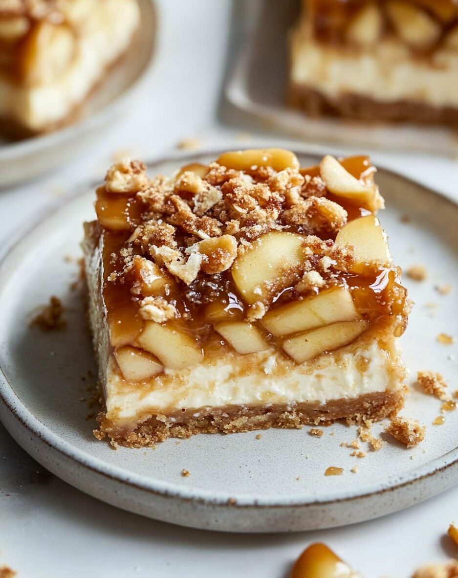 Salted Caramel Apple Cheesecake Bars