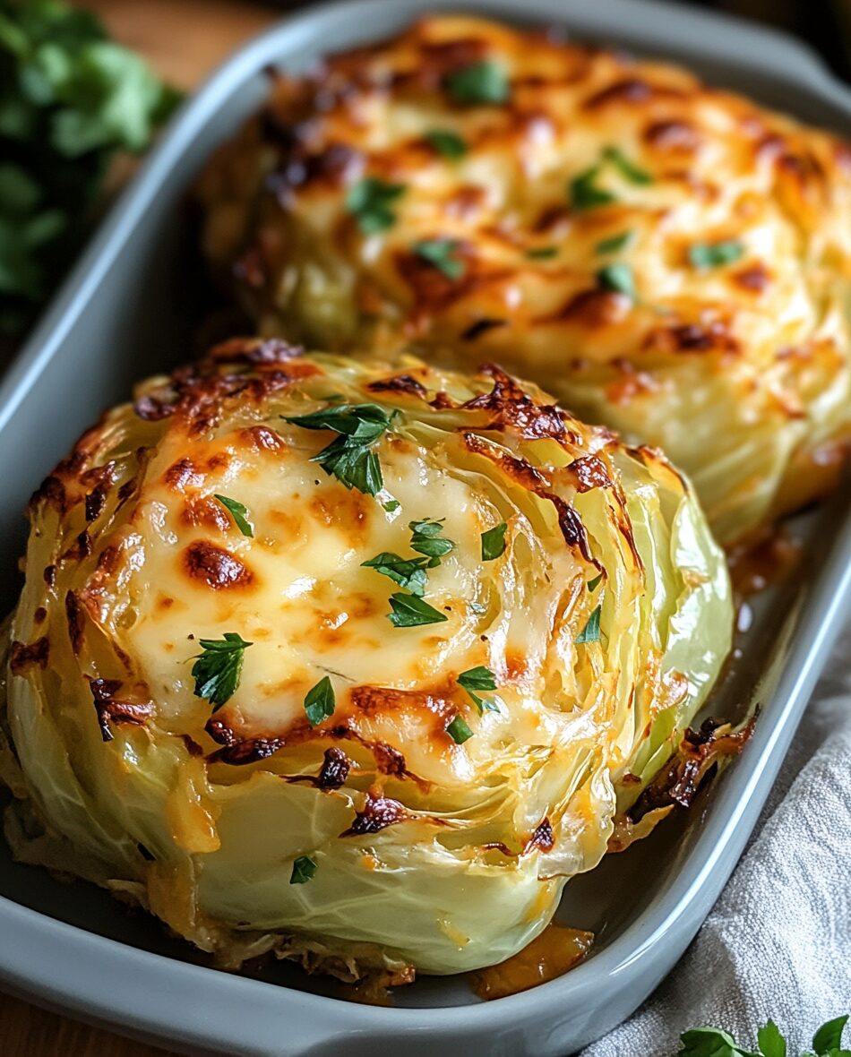Cheesy Baked Cabbage Steaks