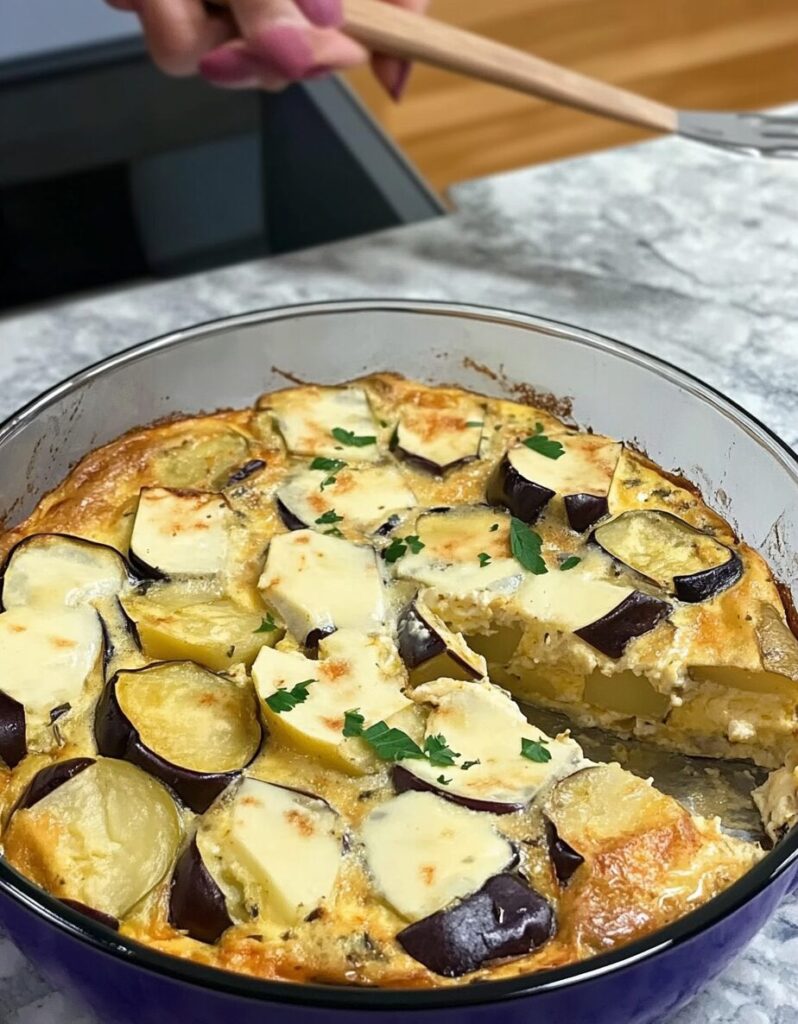 Vegetable Eggplant and Potato Frittata with Cheese
