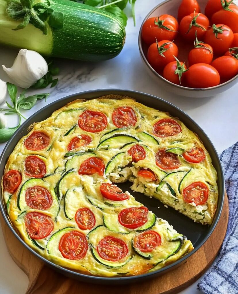 Zucchini Frittata with Ricotta and Cherry Tomatoes