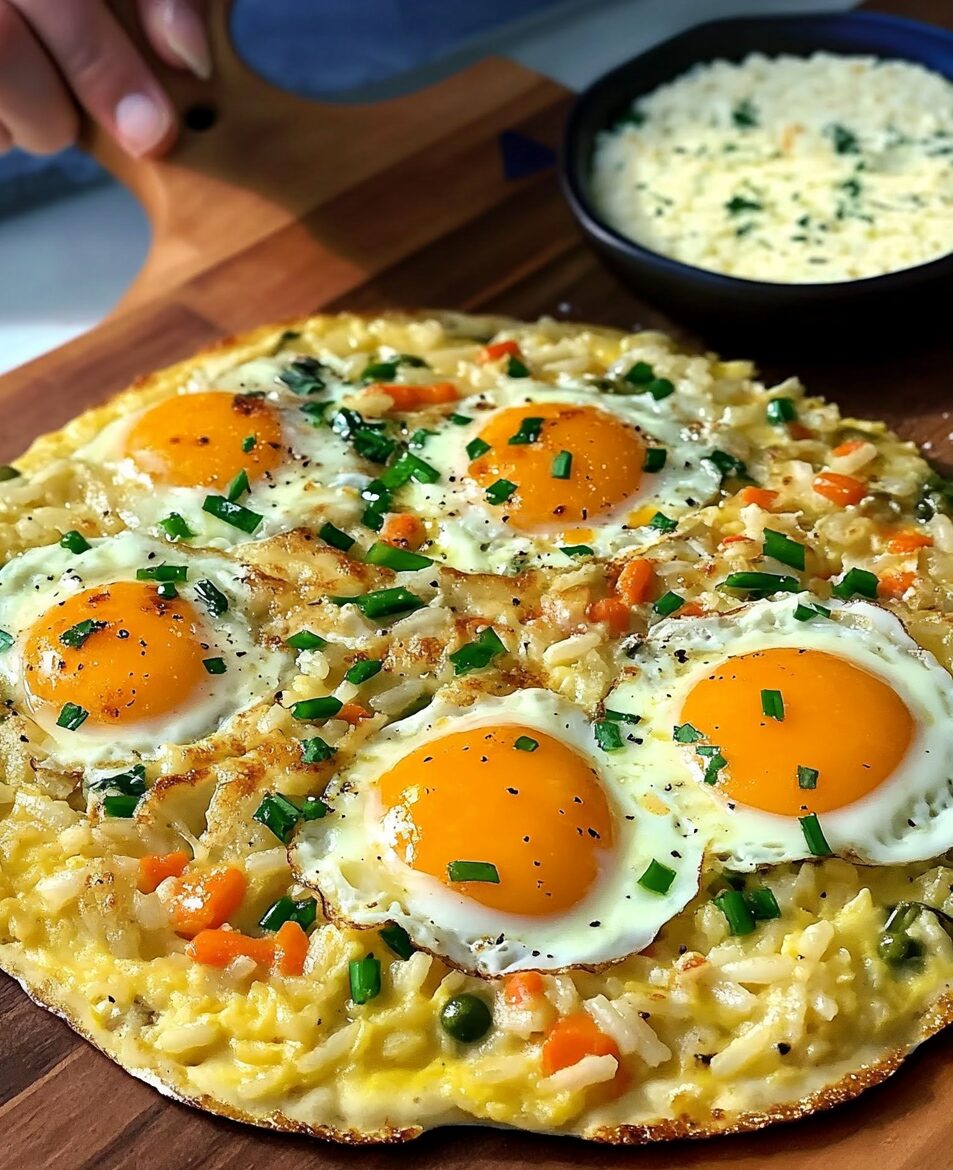 Vegetable and Egg Flatbread with Rice and Cheese