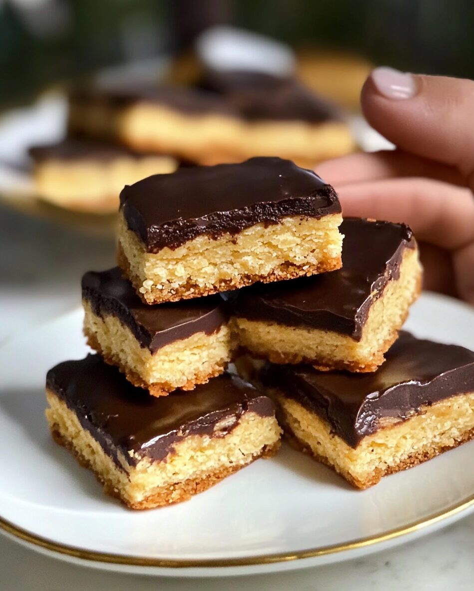 Buttery Almond Shortbread Cookies with Nutty Filling and Chocolate Topping
