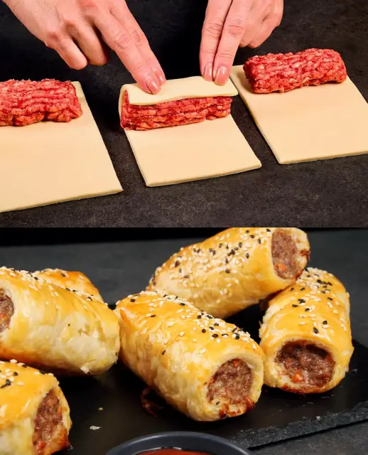 Puff-Wrapped Sausage Kebabs