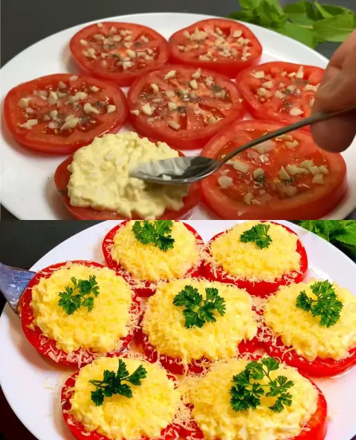 Baked Parmesan Stuffed Tomatoes with Eggs and Garlic