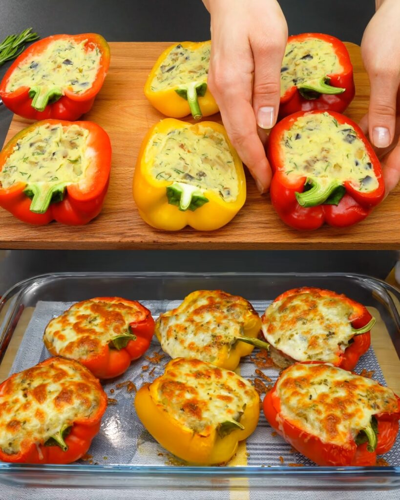 Stuffed Bell Peppers with Eggs, Sausage, and Vegetables