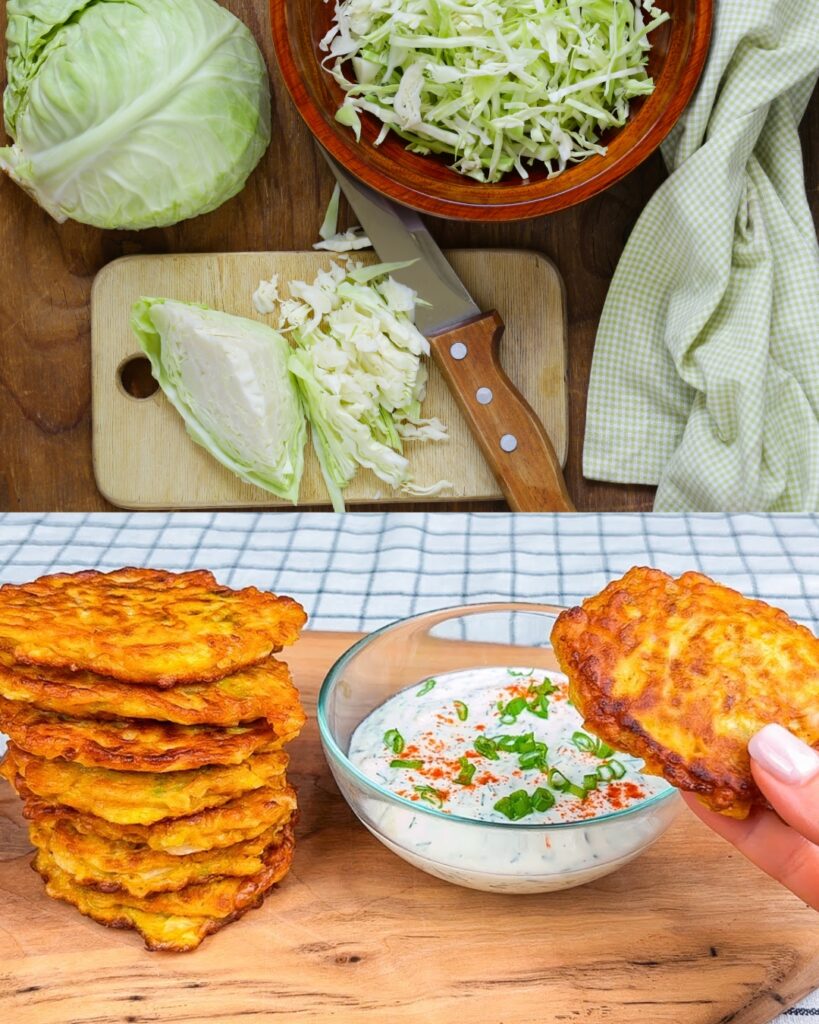 Cabbage Patties with Yogurt Dill Sauce