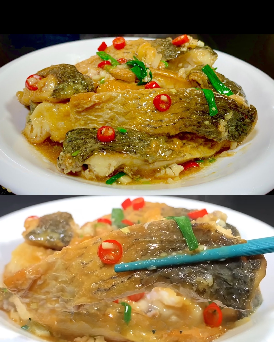 Fried Grass Carp with Aromatic Garlic and Peppers