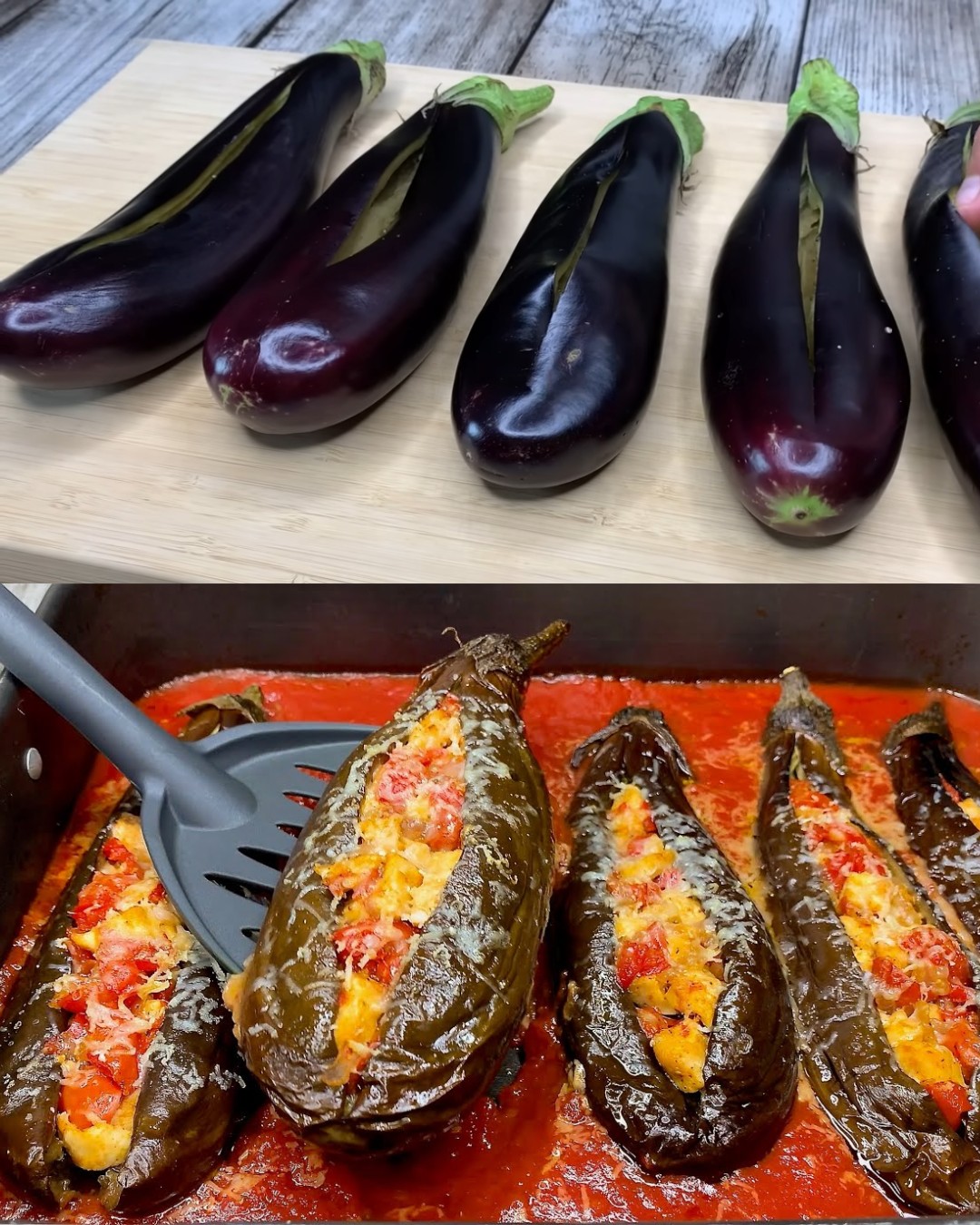 Baked Turkish-Style Eggplant with Chicken and Tomato Sauce