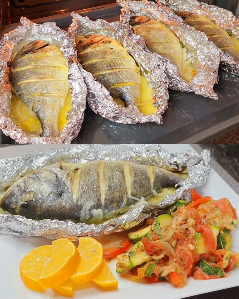 Baked Dorado Fish with Zucchini and Fresh Vegetable Sauce