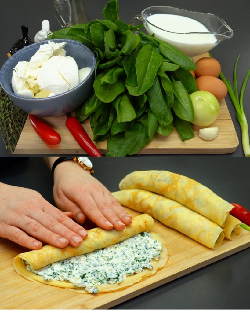 Spinach Pancake Casserole with Creamy Béchamel Sauce finished dish