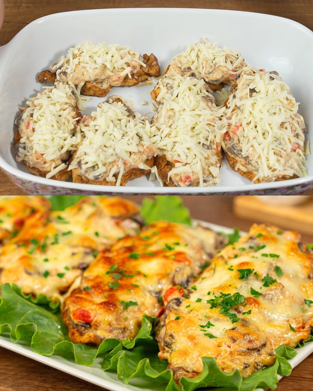 Cheesy Stuffed Chicken Breasts with Mushroom and Tomato Filling