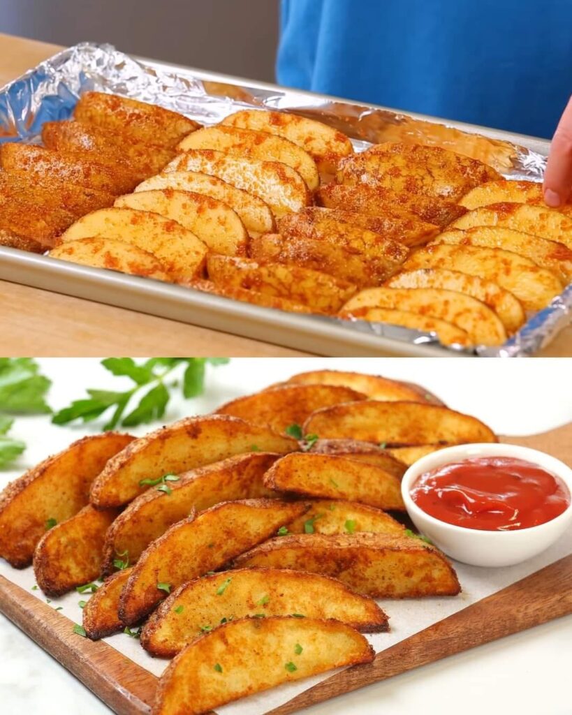 Crispy Potato Wedges with Cheesy Sauce finished dish