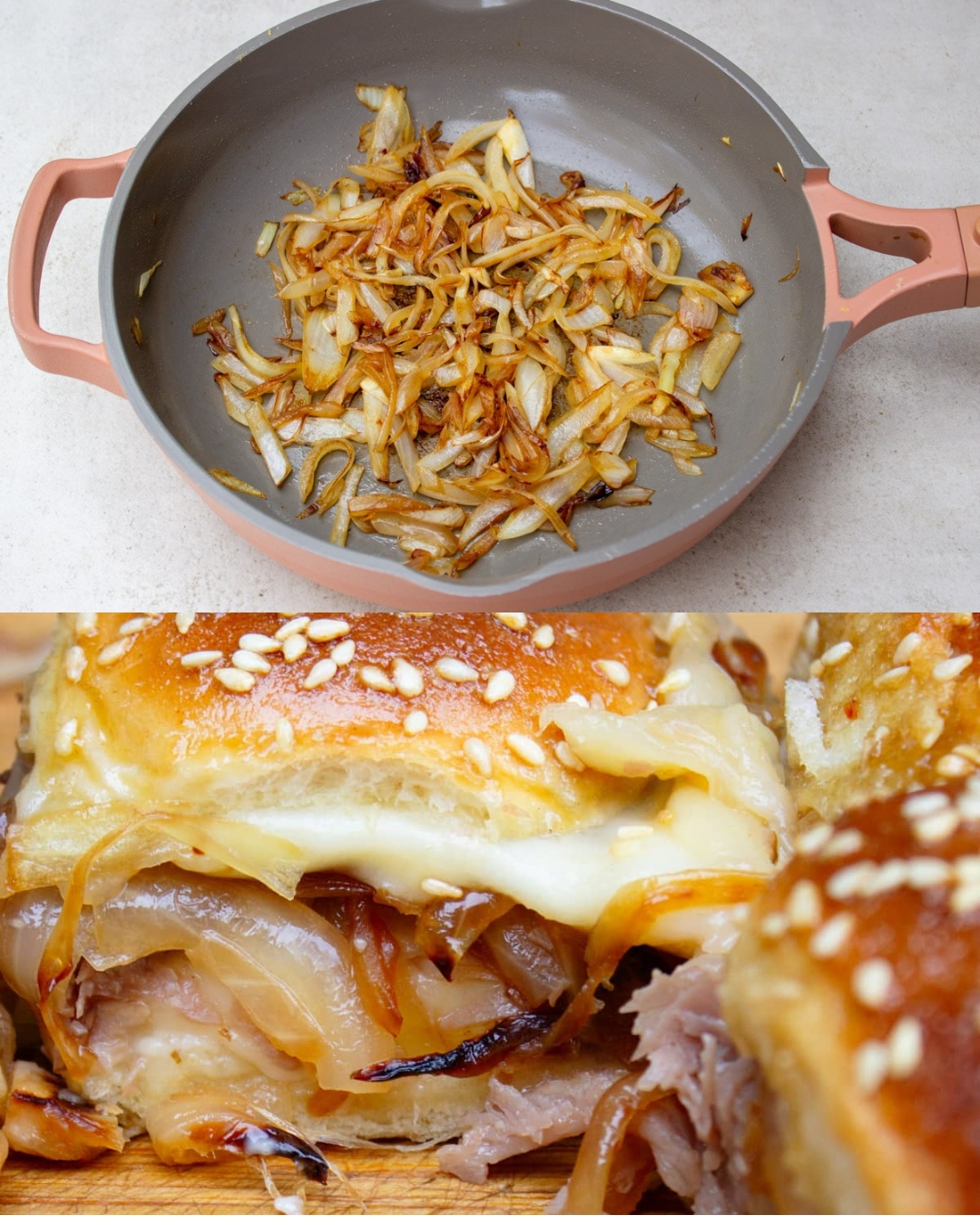 Roast Beef Sliders with Onions and Cheese
