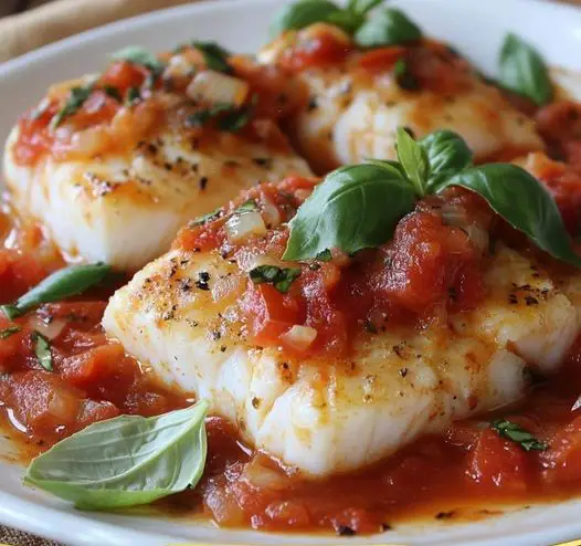 Mediterranean Cod in Tomato Basil Sauce