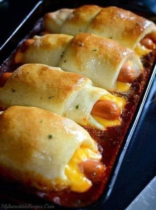 Cheesy Hot Dog Pizza Rolls