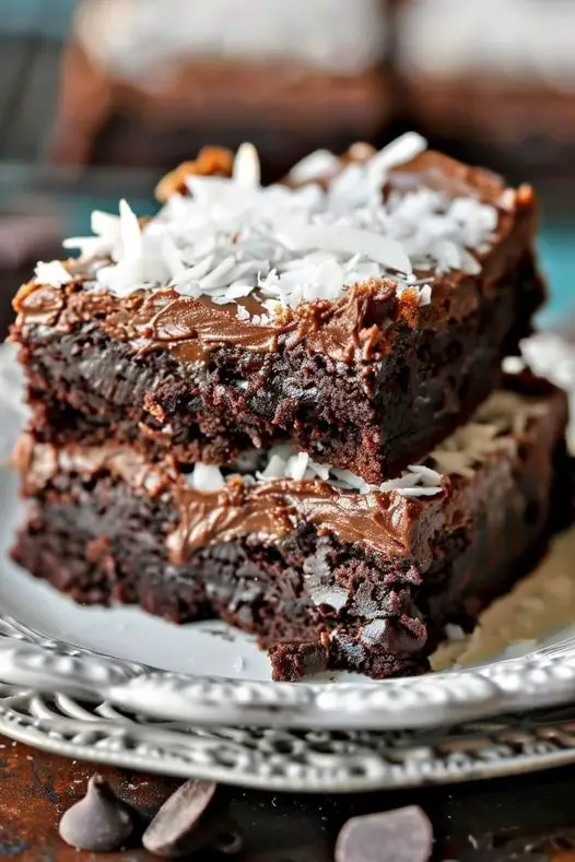 Decadent Coconut Chocolate Fudge Brownies