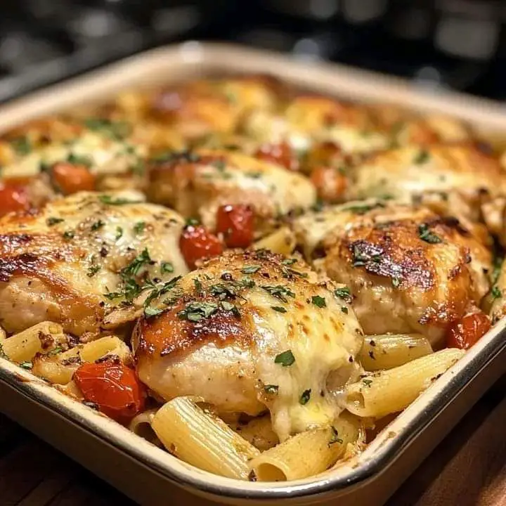 Creamy Garlic Chicken Alfredo Bake