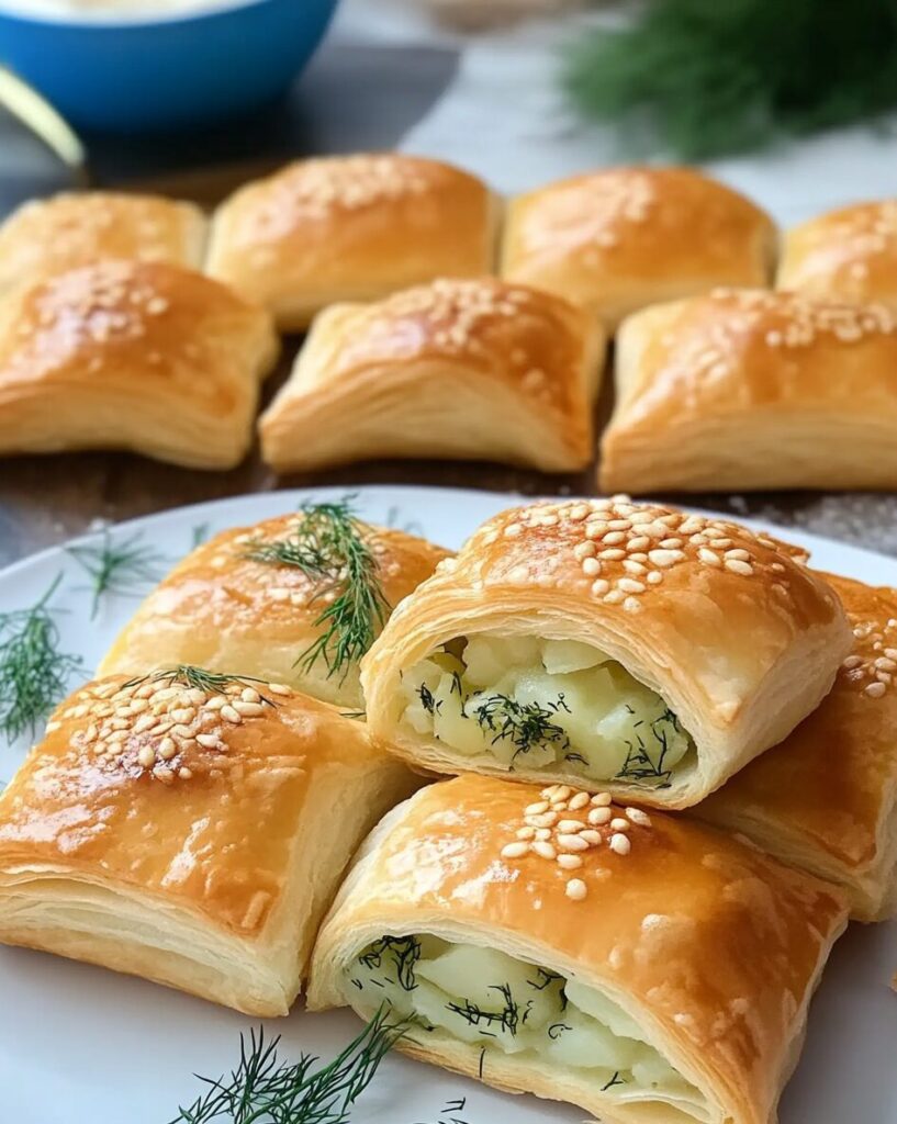 Fluffy Potato and Dill Filled Puff Pastry Rolls