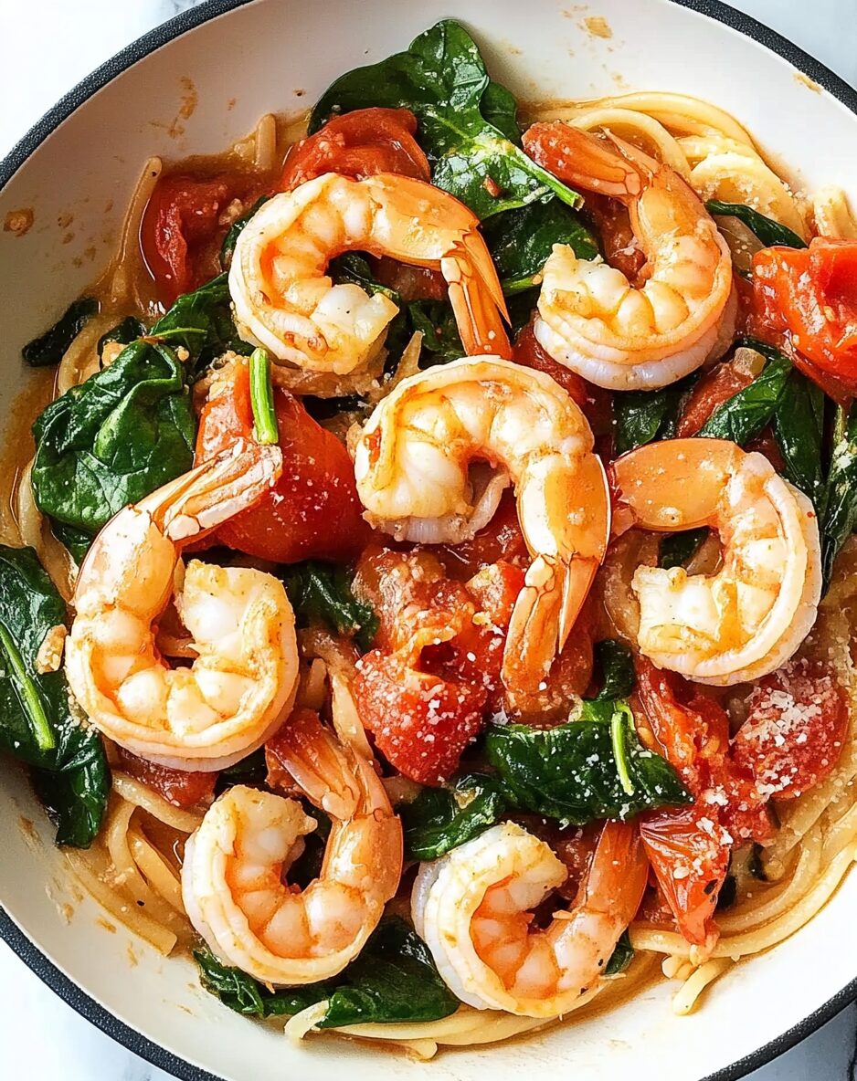 Tomato Spinach Shrimp Pasta