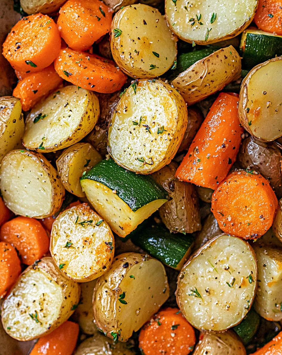 Garlic Herb Roasted Potatoes, Carrots, and Zucchini