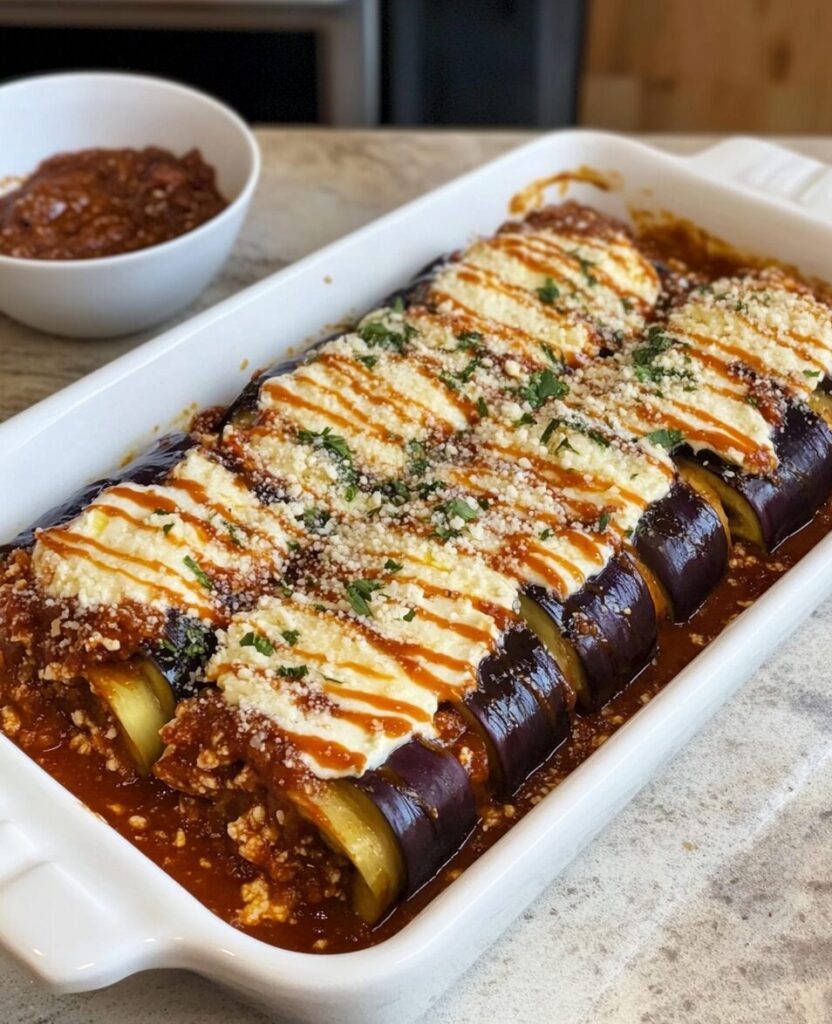 Eggplant and Beef Rollatini with Ricotta and Parmesan