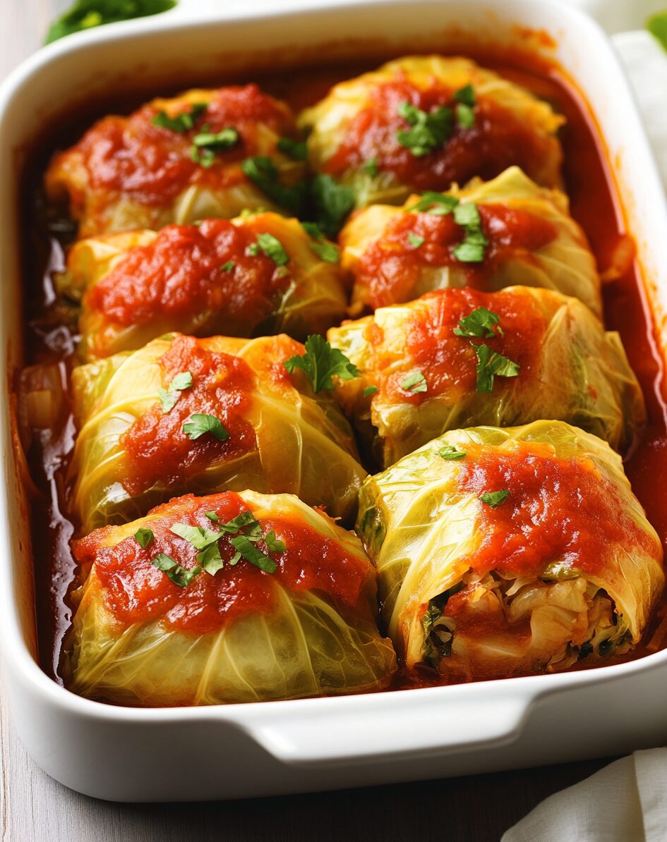 Delicious Stuffed Cabbage Rolls with Savory Tomato Sauce