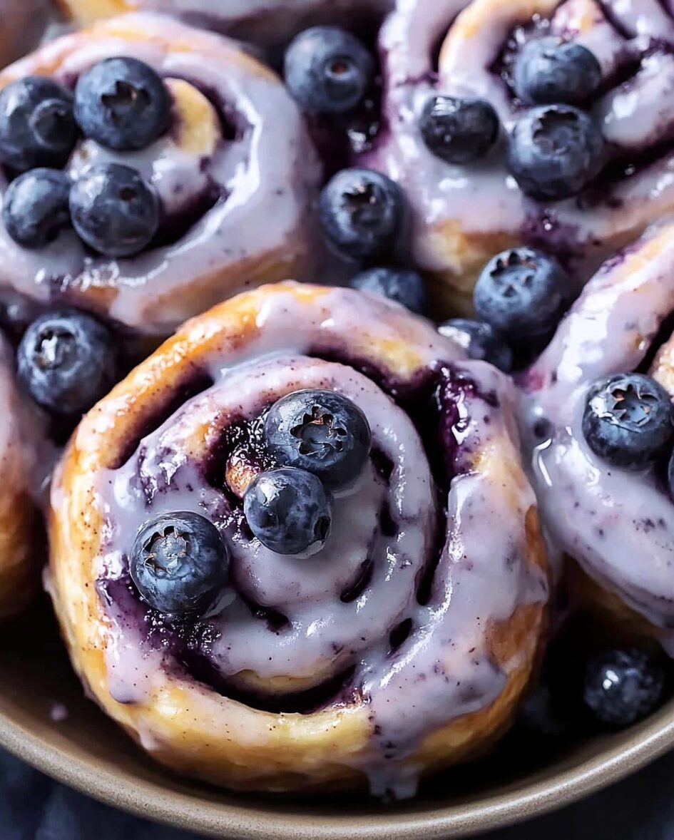 Blueberry Cinnamon Rolls with Tangzhong Dough and Cream Cheese Frosting