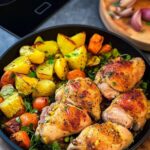 Honey Mustard Chicken Legs with Roasted Vegetables and Fresh Salad Honey Mustard Chicken Legs with Roasted Vegetables and Fresh Salad