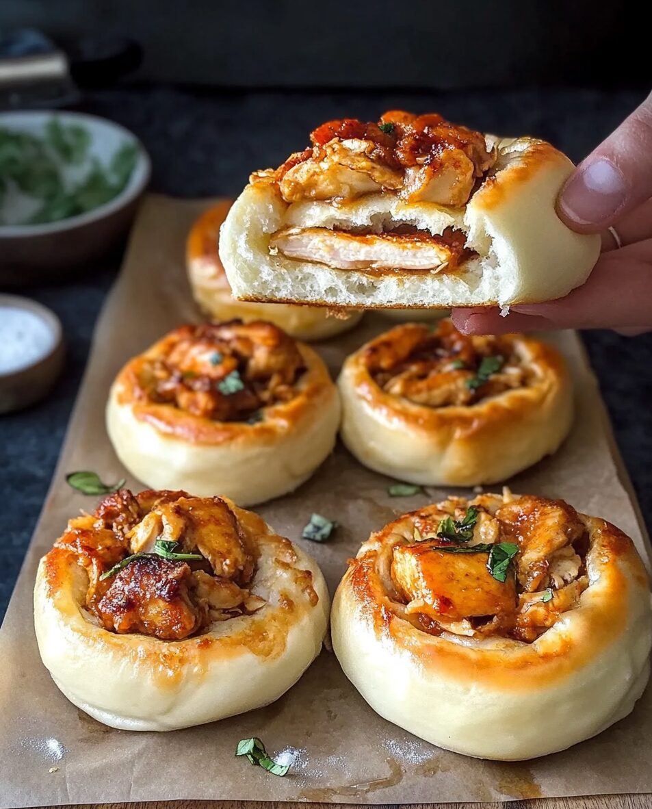 Soft Chicken-Stuffed Buns