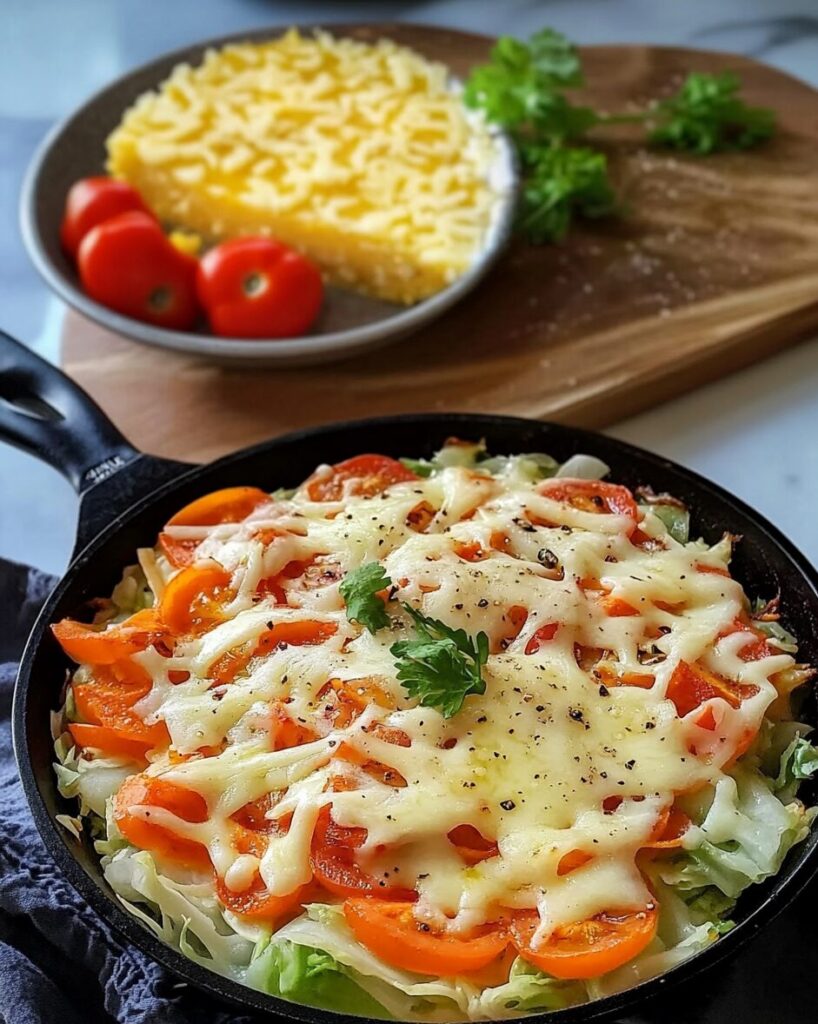 Cabbage, Carrot, and Tomato Skillet with Cheese
