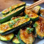 Crispy Zucchini with Garlic Soy Sauce Drizzle