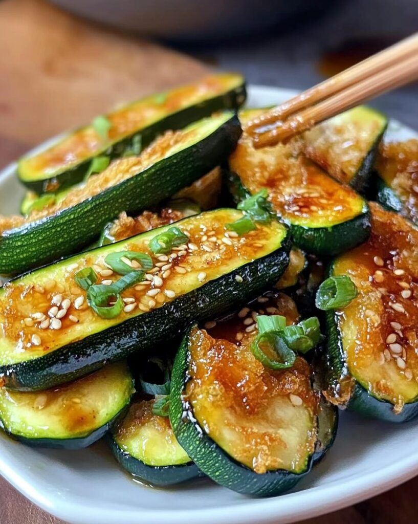 Crispy Zucchini with Garlic Soy Sauce Drizzle