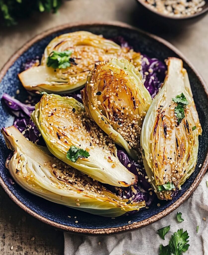 Miso Butter Roasted Cabbage Wedges