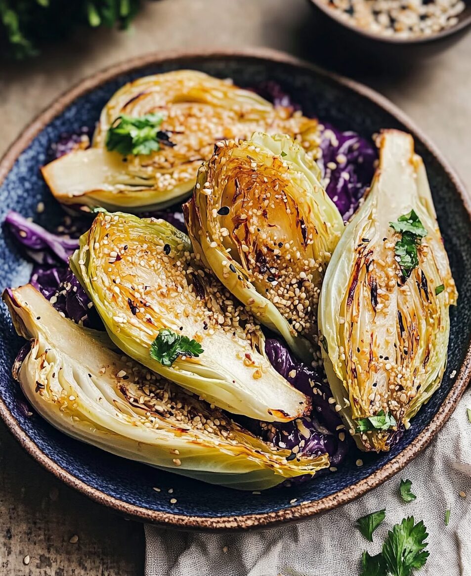 Miso Butter Roasted Cabbage Wedges