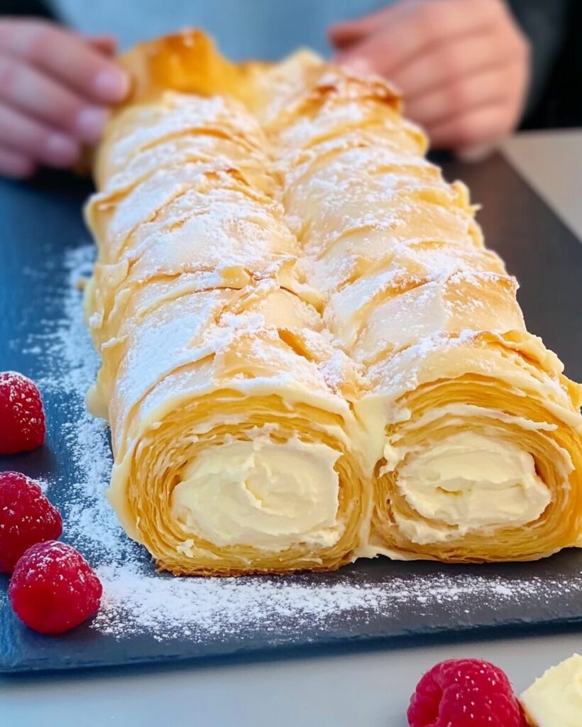 Zavarnoy Roulade (Choux Pastry Roll) with Vanilla Cream