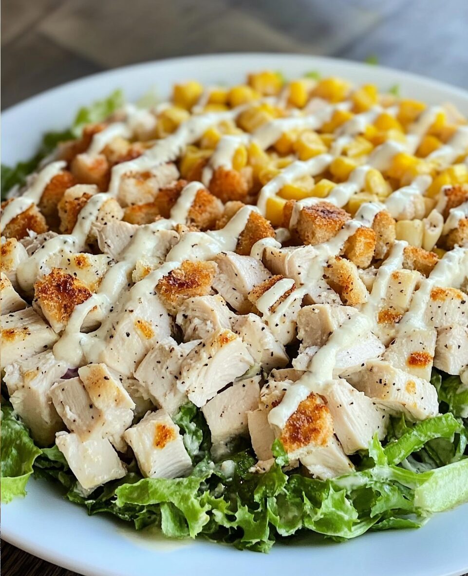 Fresh Chicken Caesar Salad with Crunchy Croutons