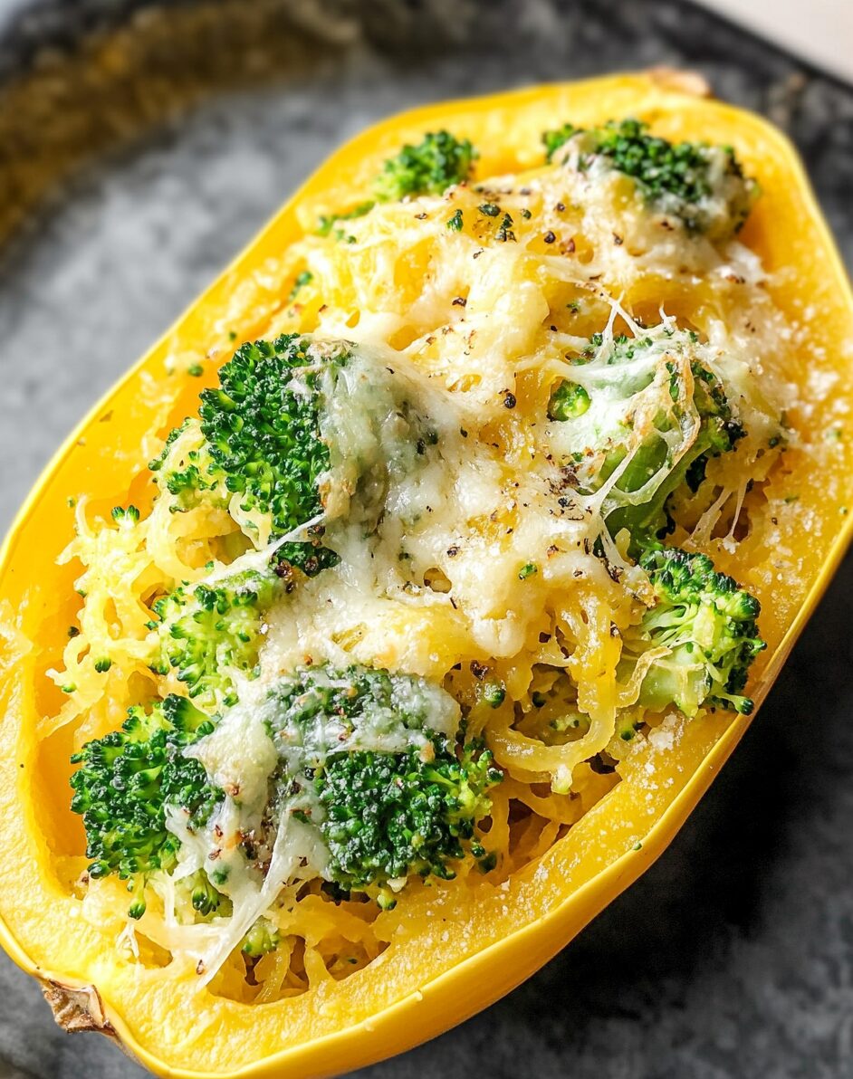 Cheesy Broccoli Spaghetti Squash