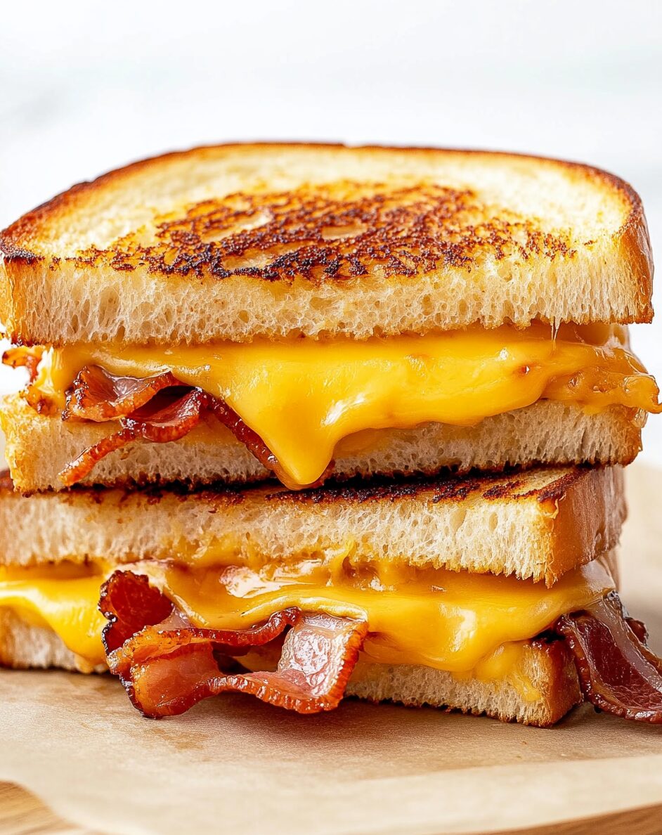 Bacon Grilled Cheese Sandwich with Crispy Bacon and Melty Cheddar