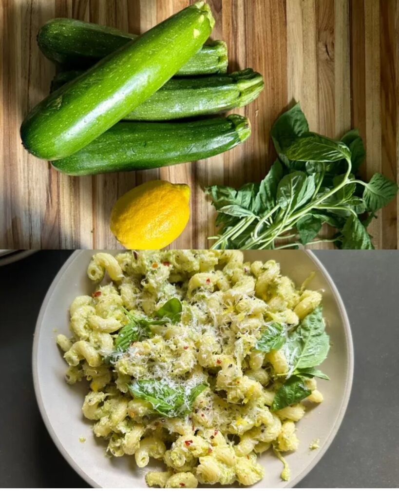 Lemony Zucchini Pasta with Cottage Cheese finished dish