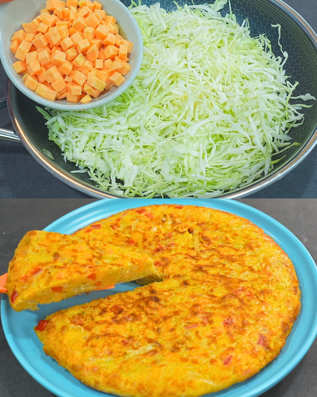 Cabbage, Sweet Potato, and Egg Cake Recipe