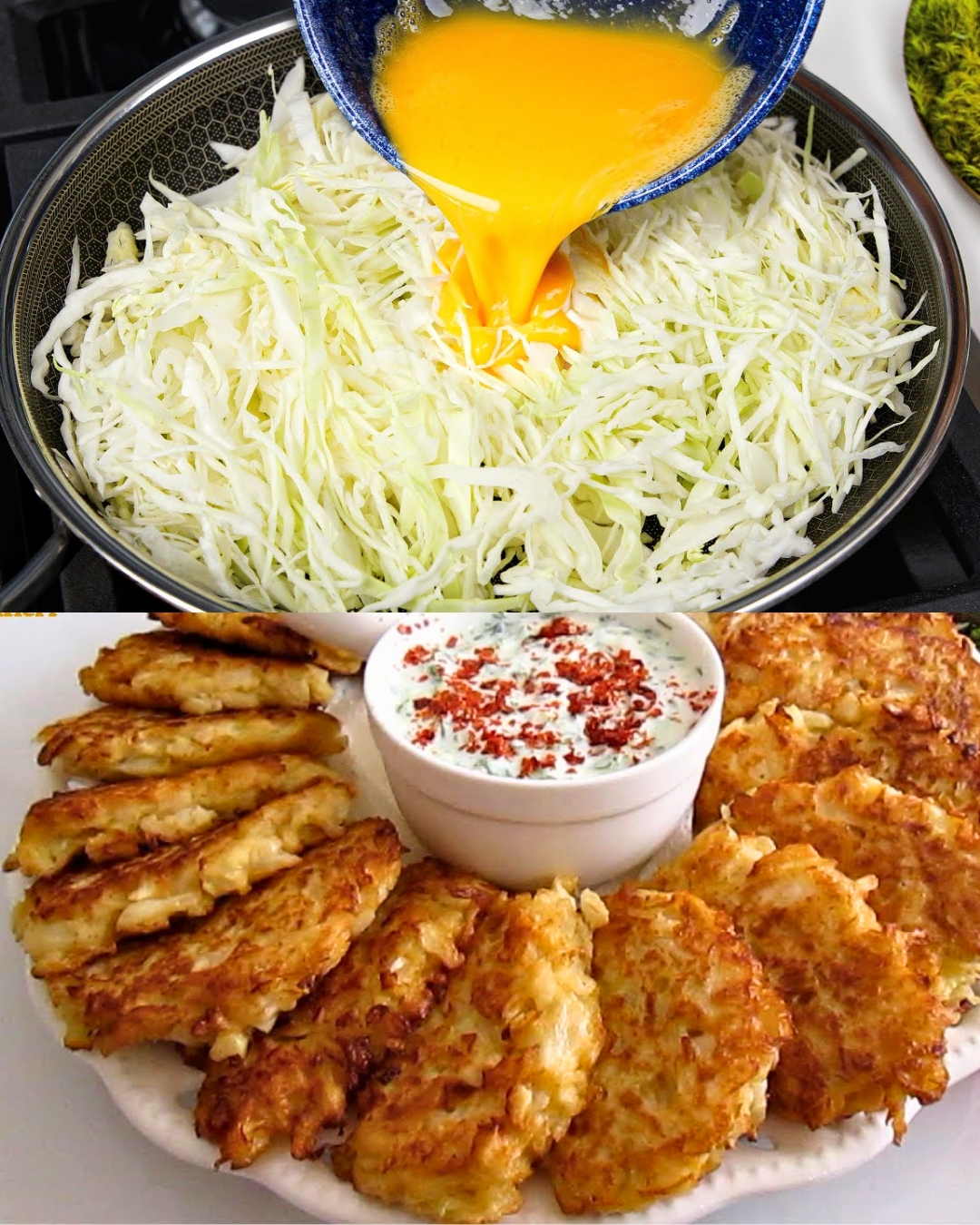 Cabbage Fritters with Yogurt Sauce