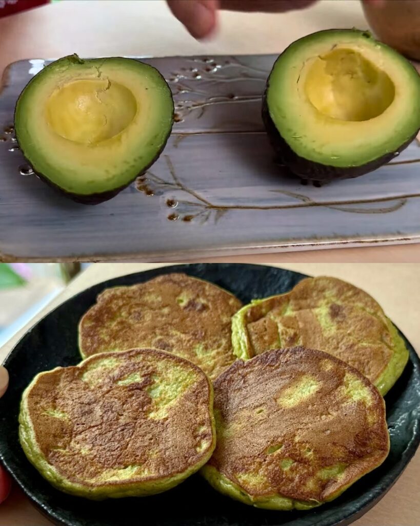 Banana Avocado Pancakes with Maple Syrup and Pecans