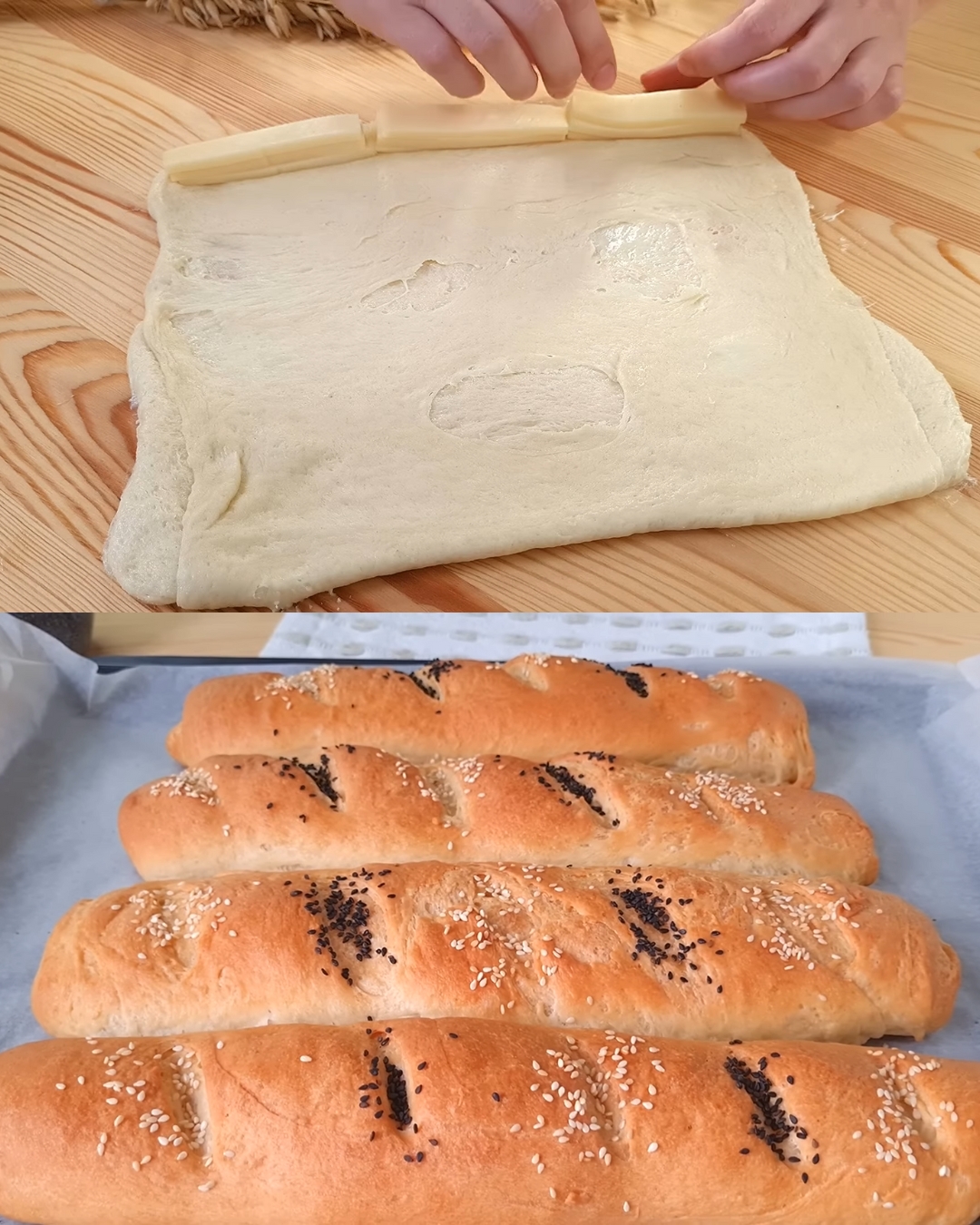 Cheese-Stuffed Buns with Sesame Topping