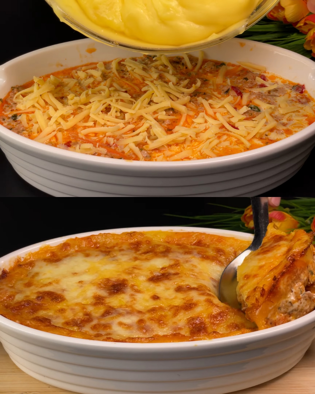 Cheesy Minced Meat and Potato Casserole