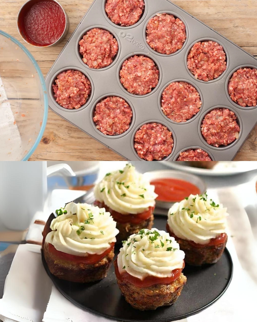 Meatloaf Cupcakes with Mashed Potato Frosting