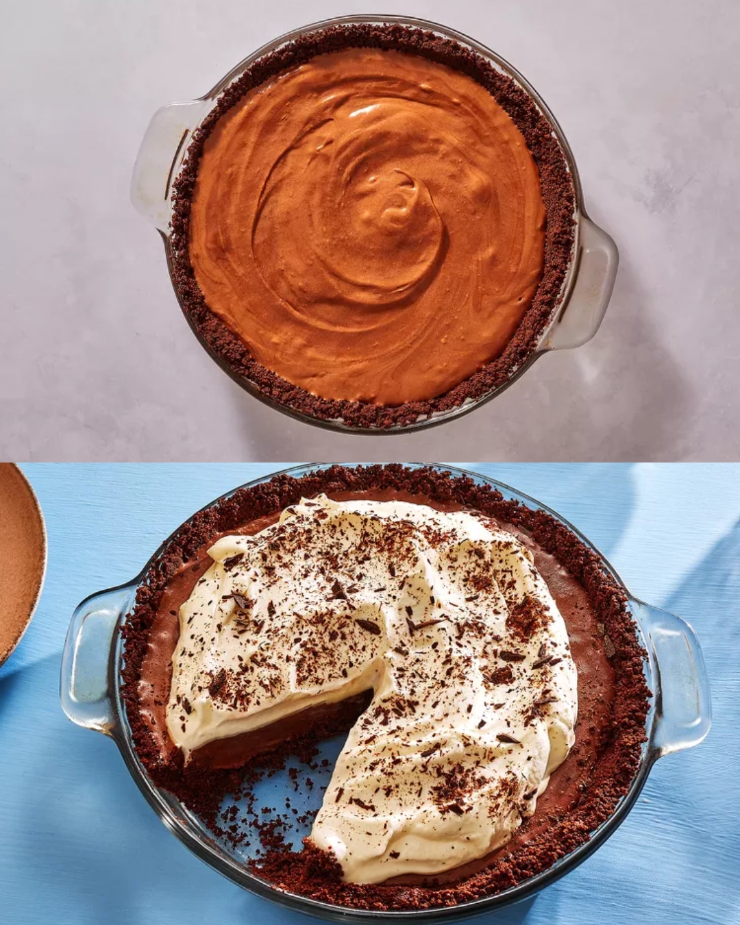 Chocolate Mousse Pie with Whipped Cream Topping