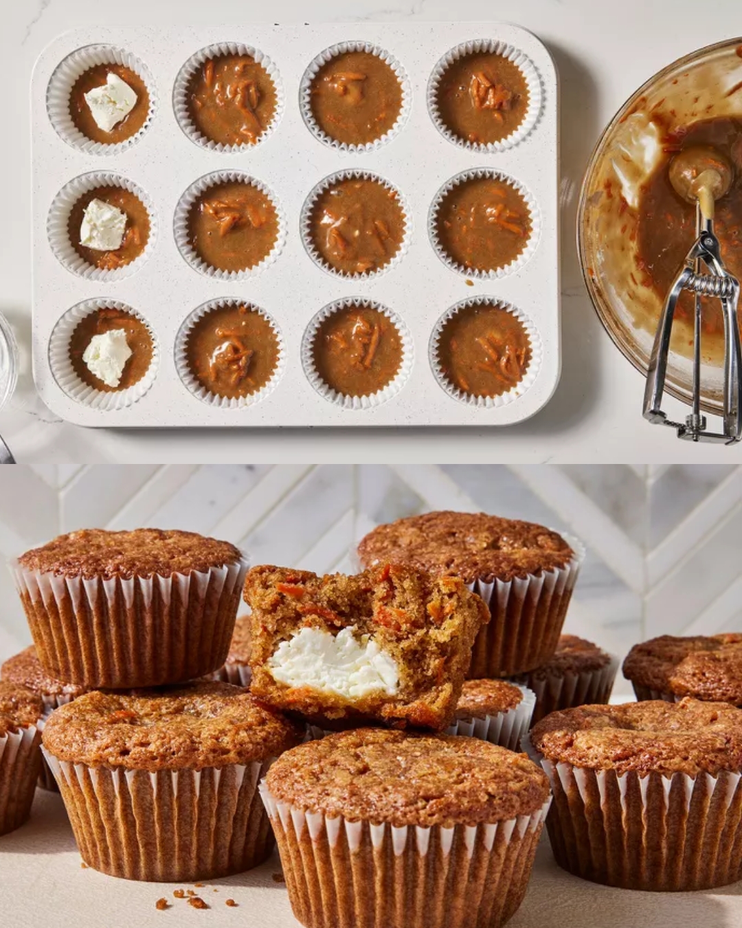 Cream Cheese-Filled Carrot Cake Muffins