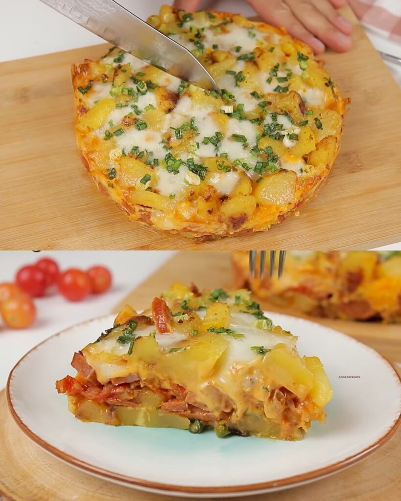 Baked Potato and Sausage Casserole with Eggs and Cheese finished dish